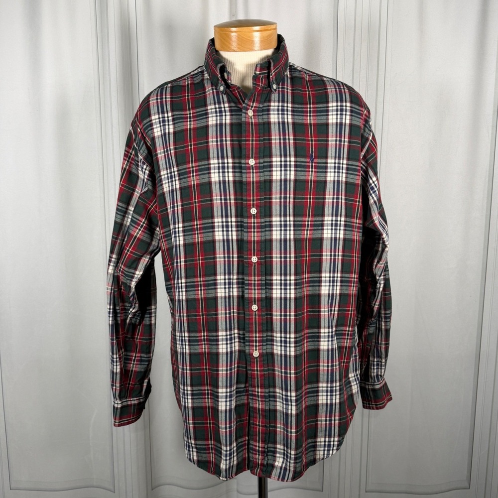 Ralph Lauren Blake Green Plaid Relaxed Fit Button-Down Shirt‎ Men's Medium